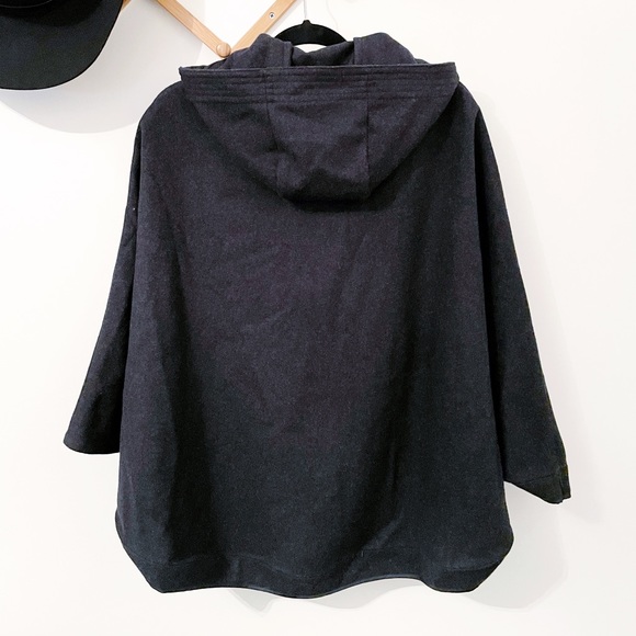 Wool Cape Jacket with Leather Details - Picture 4 of 9